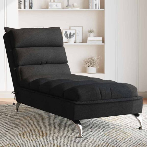 Provira Massage chaise longue met kussens stof zwart