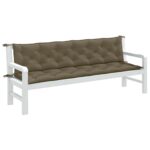 Provira Tuinbankkussens 2 st 200x50x7 cm stof gemêleerd taupe