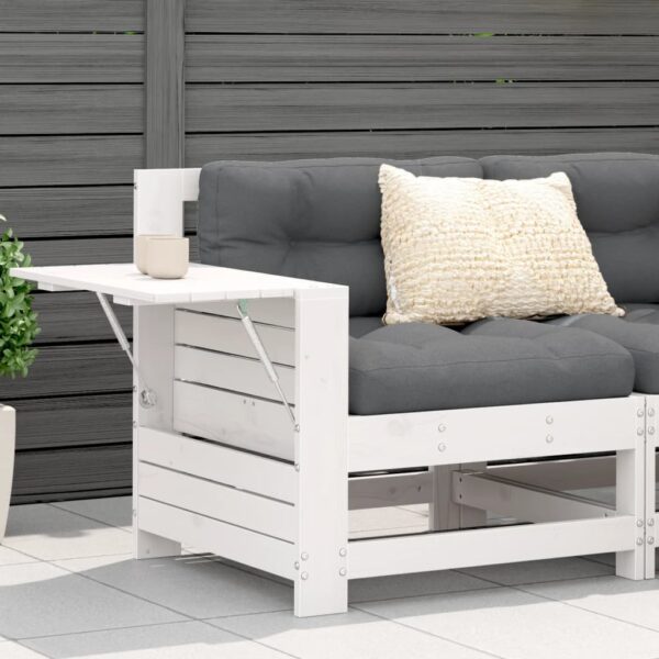 Provira Tuinbank met armleuning en kussen massief grenenhout wit