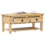 Provira Salontafel met lades Corona 100x48x45 cm massief grenenhout