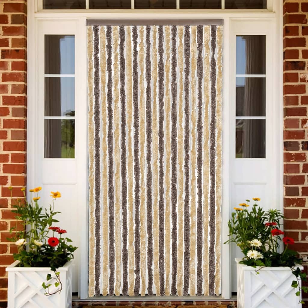 8721012467842_m_en_hd_1 Provira Vliegengordijn 90x220 cm chenille donkerbruin en beige - Image 1