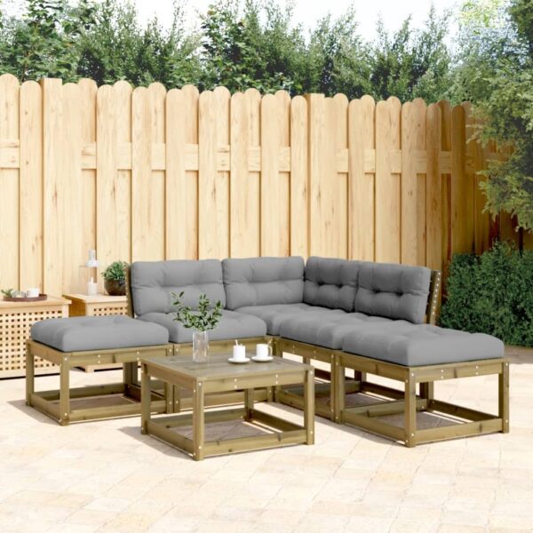 Provira 5-delige Loungeset met kussens geïmpregneerd grenenhout