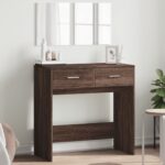 Provira Kaptafel met spiegel 80x39x80 cm bruin eikenkleur