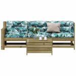 Provira 4-delige Loungeset met kussens geïmpregneerd grenenhout
