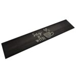 Provira Keukenmat wasbaar kopjeprint 60x300 cm fluweel zwart