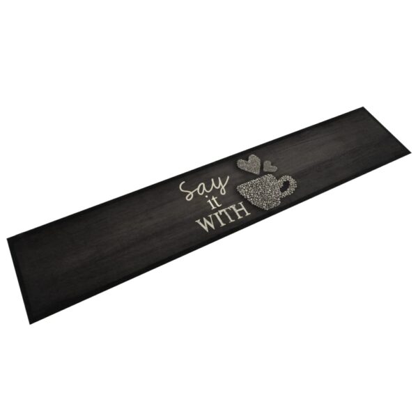 Provira Keukenmat wasbaar kopjeprint 60x300 cm fluweel zwart