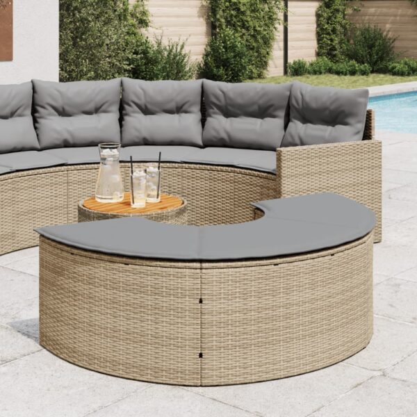 Provira Tuinvoetenbank met kussen poly rattan beige