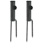 Provira Parasolstandaards met pennen 2 st 9x35 cm gegalvaniseerd staal
