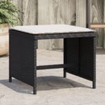 Provira Tuinkrukken 4 st met kussens 40x40x35 cm poly rattan zwart