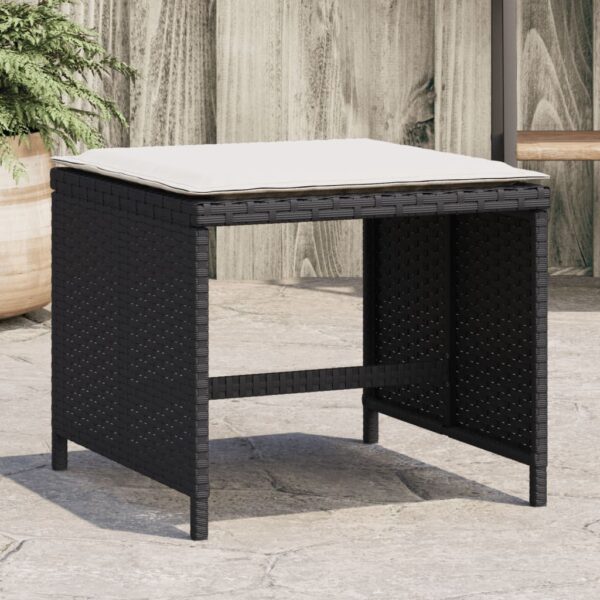 Provira Tuinkrukken 4 st met kussens 40x40x35 cm poly rattan zwart