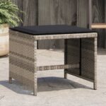 Provira Tuinkrukken 4 st met kussens 40x40x35 cm poly rattan lichtgrijs