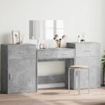 Provira 4-delige Kaptafelset bewerkt hout betongrijs