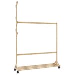 Provira Kledingrek met haken en wielen 100x35x157 cm bamboe