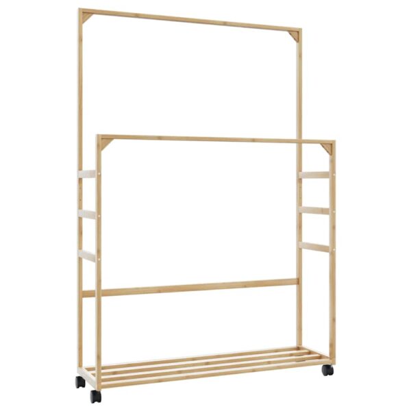 Provira Kledingrek met schappen en wielen 90x35x155 cm bamboe