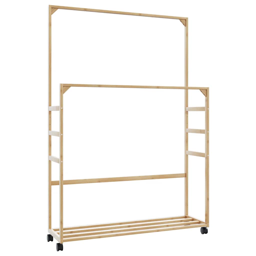 8721102642999_a_en_hd_1 Provira Kledingrek met schappen en wielen 90x35x155 cm bamboe - Image 1