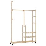 Provira Kledingrek met schappen en wielen 100x38x175,5 cm bamboe