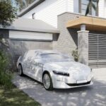Provira Autohoes half met haken L PEVA zilverkleurig