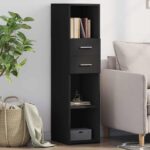 Provira Hoge kast 30x42,5x124 cm bewerkt hout zwart
