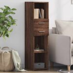 Provira Hoge kast 30x42,5x124 cm bewerkt hout bruin eikenkleurig