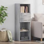 Provira Hoge kast 40x42,5x124 cm bewerkt hout grijs sonoma eikenkleurig