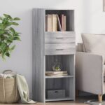 Provira Hoge kast 45x42,5x124 cm bewerkt hout grijs sonoma eikenkleurig