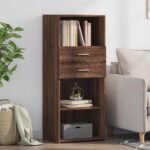 Provira Hoge kast 50x42,5x124 cm bewerkt hout bruin eikenkleurig