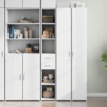 Provira Hoge kast 30x42,5x185 cm bewerkt hout wit