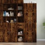 Provira Hoge kast 30x42,5x185 cm bewerkt hout gerookt eikenkleurig