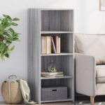 Provira Hoge kast 50x41x124 cm bewerkt hout grijs sonoma eikenkleurig