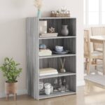 Provira Hoge kast 70x41x124 cm bewerkt hout grijs sonoma eikenkleurig