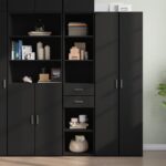 Provira Hoge kast 40x42,5x185 cm bewerkt hout zwart