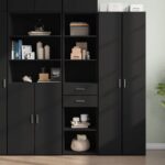 Provira Hoge kast 45x42,5x185 cm bewerkt hout zwart
