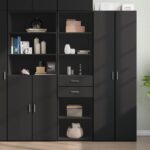 Provira Hoge kast 50x42,5x185 cm bewerkt hout zwart
