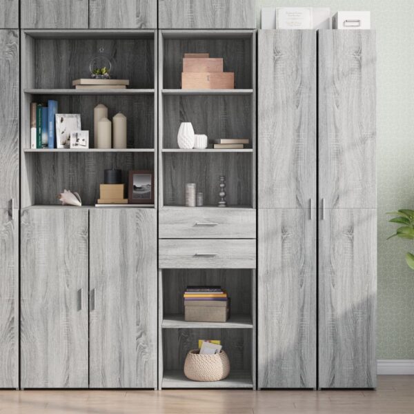 Provira Hoge kast 50x42,5x185 cm bewerkt hout grijs sonoma eikenkleurig