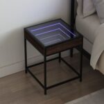 Provira Nachtkastje met Infinity LED 40x40x51 cm bruin eikenkleurig