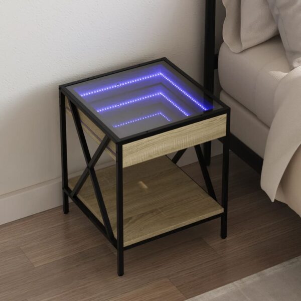 Provira Nachtkastje met Infinity LED 40x40x49 cm sonoma eikenkleurig