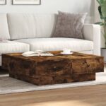 Provira Salontafel 90x90x28 cm bewerkt hout gerookt eikenkleurig