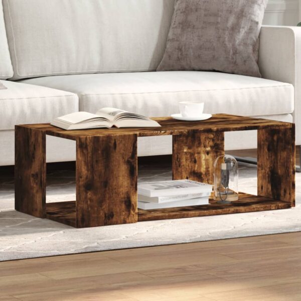 Provira Salontafel 89,5x48x30 cm bewerkt hout gerookt eikenkleurig