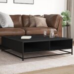 Provira Salontafel 100x100x30 cm bewerkt hout en metaal zwart