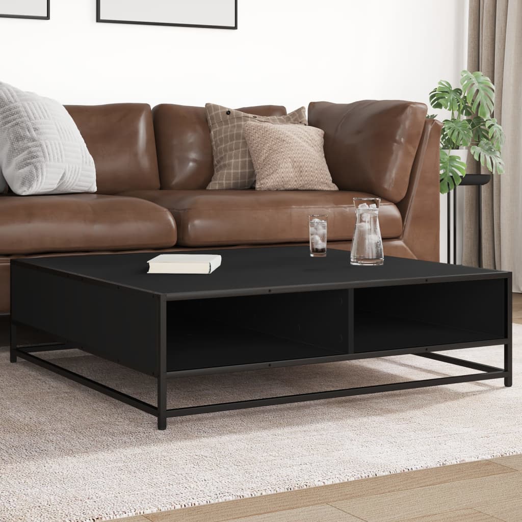 8721102838330_m_en_hd_1 Provira Salontafel 100x100x30 cm bewerkt hout en metaal zwart - Image 1