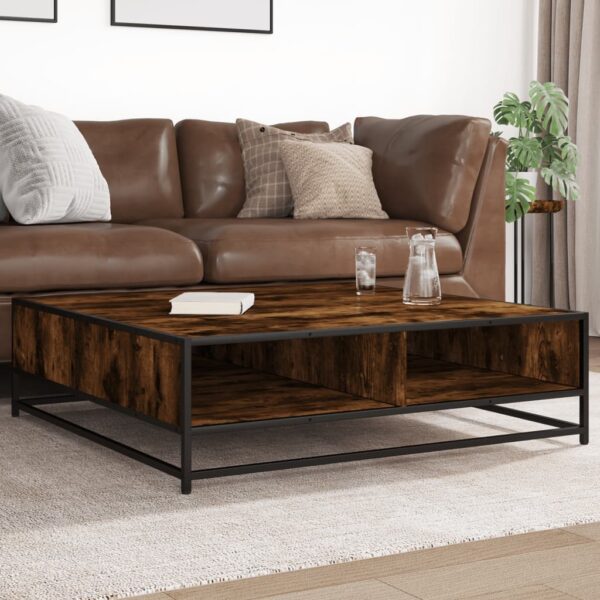 Provira Salontafel 100x100x30 cm bewerkt hout en metaal gerookt eiken