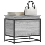 Provira Opbergbox met deksel 60x40x51,5 cm bewerkt hout grijs sonoma