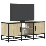Provira Tv-meubel 100x35x41 cm bewerkt hout metaal sonoma eikenkleurig