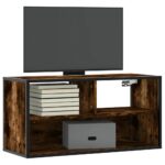 Provira Tv-meubel 80x31x39,5cm bewerkt hout metaal gerookt eikenkleurig
