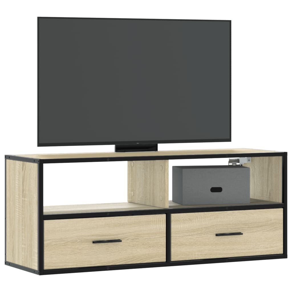 8721102839894_m_en_hd_1 Provira Tv-meubel 100x31x39,5cm bewerkt hout metaal sonoma eikenkleurig - Image 1