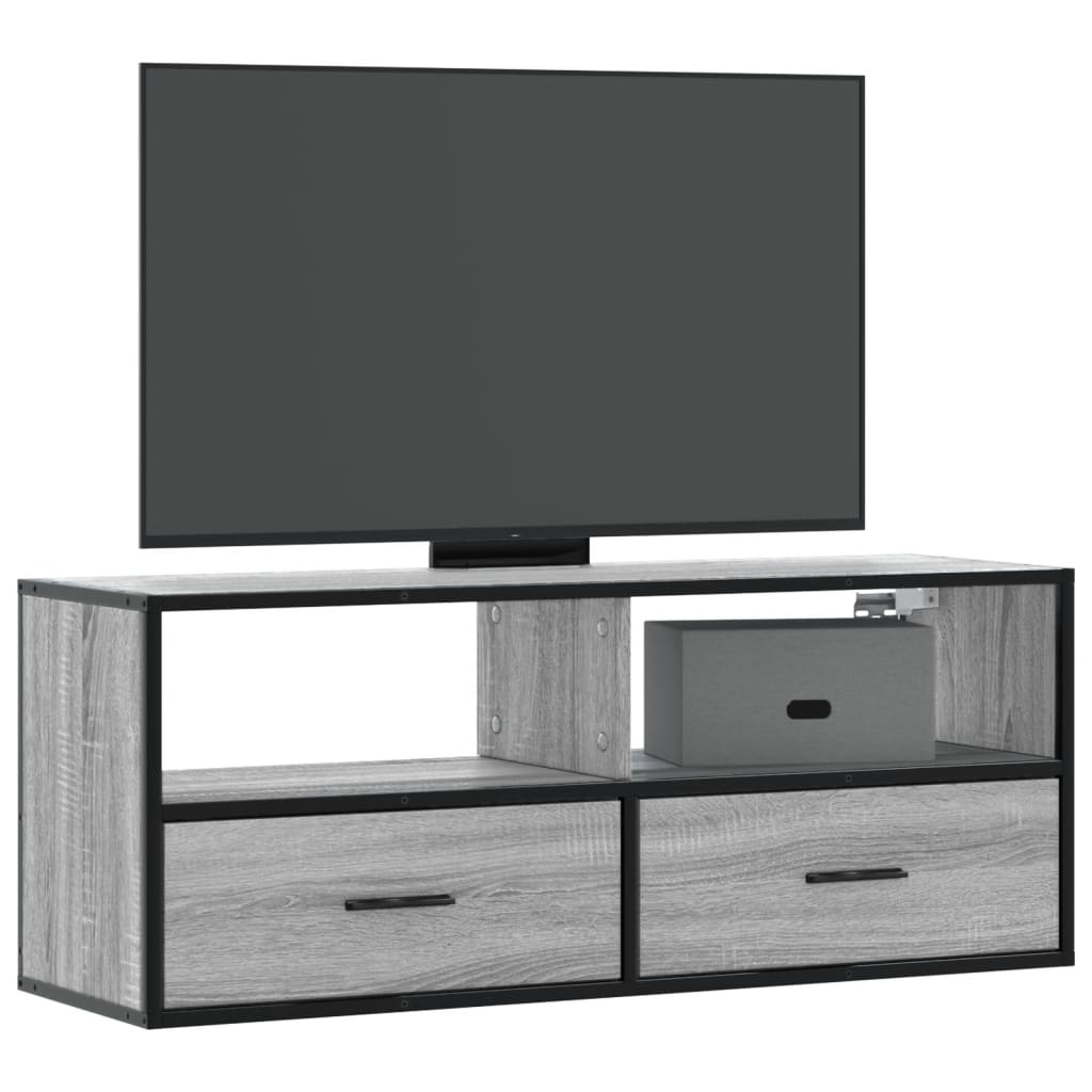 8721102839917_m_en_hd_1 Provira Tv-meubel 100x31x39,5 cm bewerkt hout metaal grijs sonoma eiken - Image 1