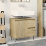 Provira Badkamerkast 65x33x60 cm bewerkt hout sonoma eikenkleurig