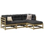 Provira 4-delige Loungeset met kussens geïmpregneerd grenenhout
