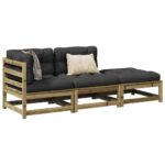 Provira 3-delige Loungeset met kussens geïmpregneerd grenenhout