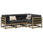 Provira 4-delige Loungeset met kussens geïmpregneerd grenenhout